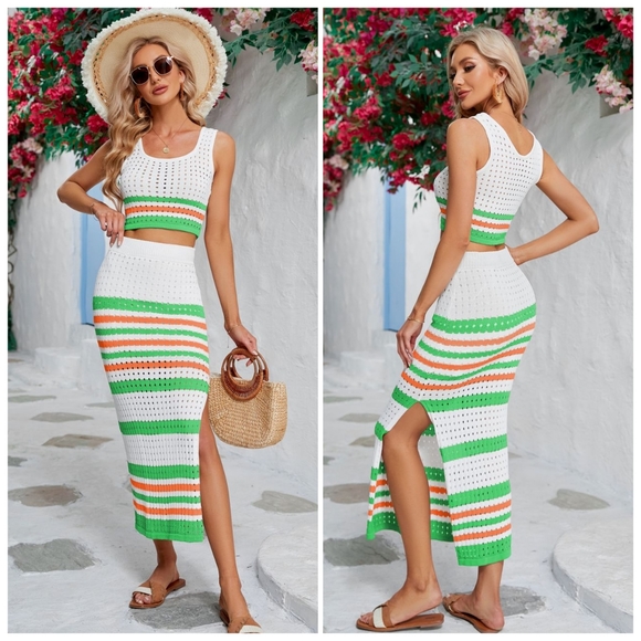 Blue Striped Tank and Skirt Set - Picture 11 of 12